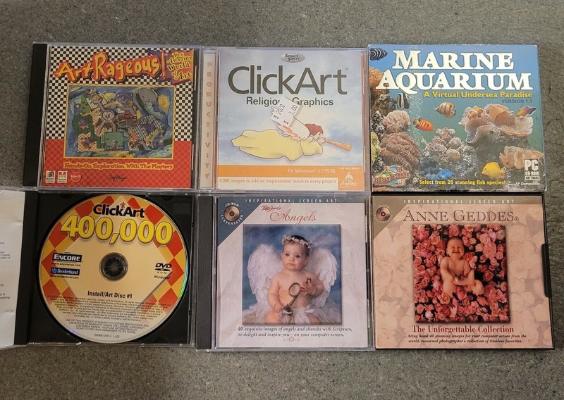 Vtg lot of 6 Windows PC Software Clip Art Screensaver ArtRAGIOUS Inspirational