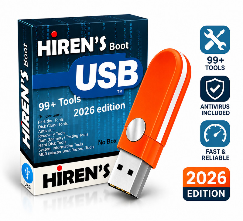 Hiren’s 2026 Boot Edition PC Repair Backup Data Recovery ~ 99+ Tools Suite