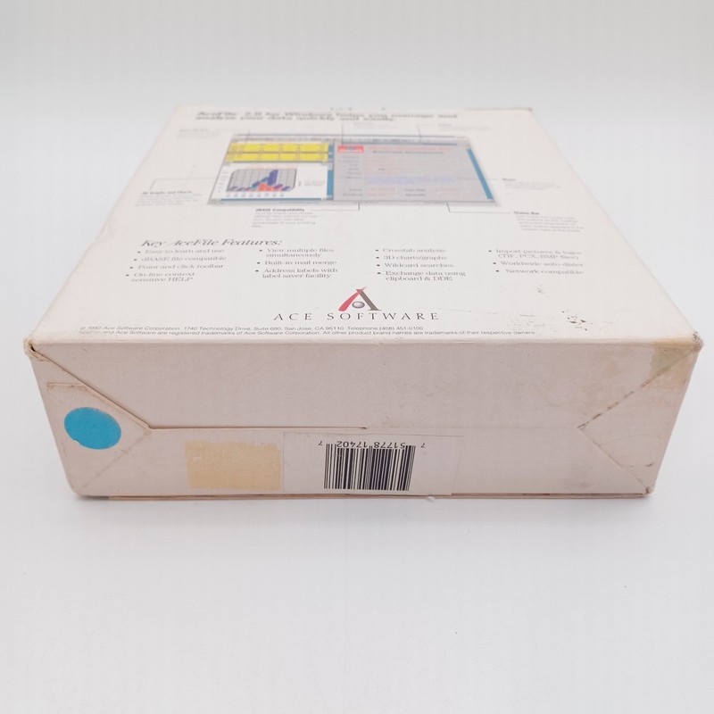 Vtg Ace File Computer Software 1992 Windows 2.0 Sealed Floppy Disc gallery