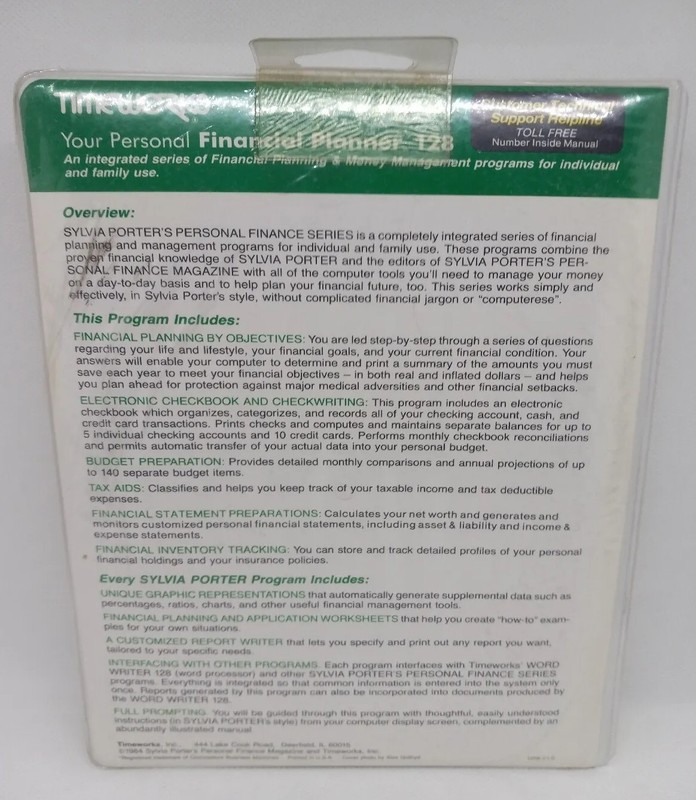 Commodore 128 Sylvia Porter's Personal Finance Series Timeworks 1984 Brand New gallery