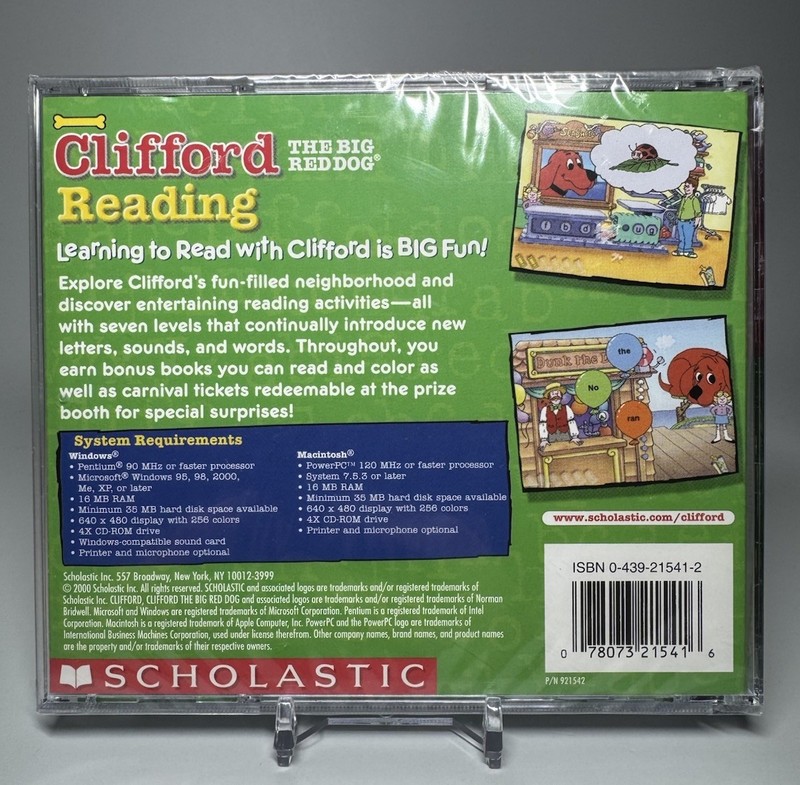 Scholastic - Clifford the Big Red Dog Reading Y2K - PC Mac CD-ROM Game - SEALED gallery