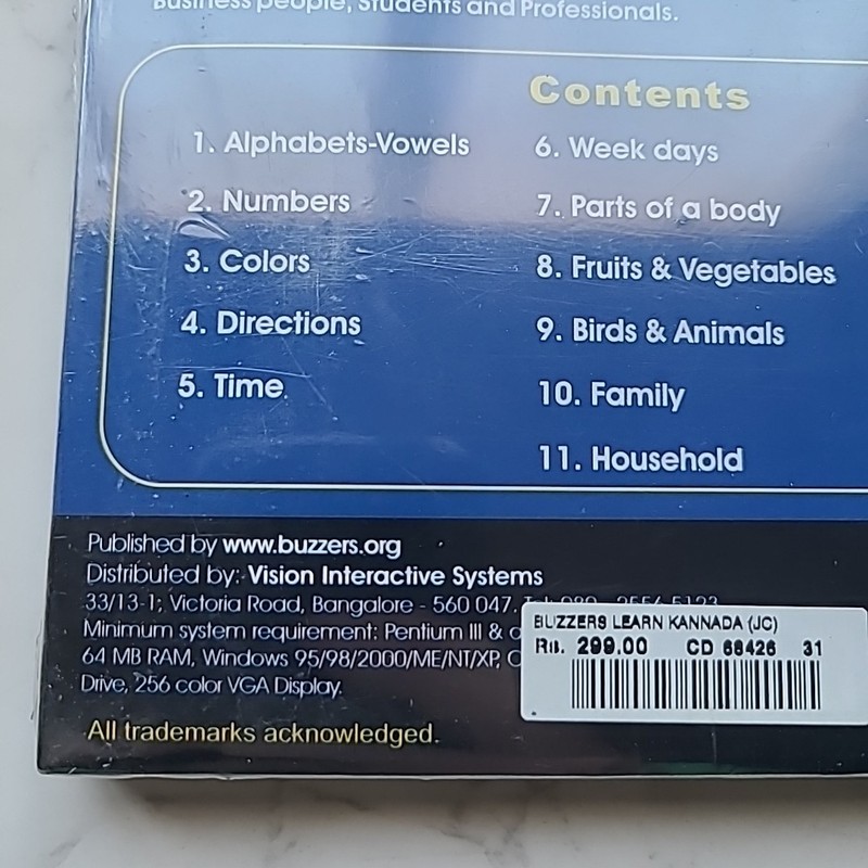 Buzzers Learn Kannada NEW CD PC Rom DVD VCD 2005, Beginners, Travelers, Business gallery