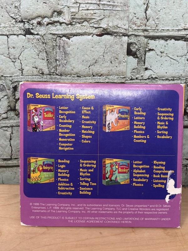 Dr. Seuss Toddler (2 Discs) PC CD ROM ages 18 months To 3 Years 1999 Learning gallery