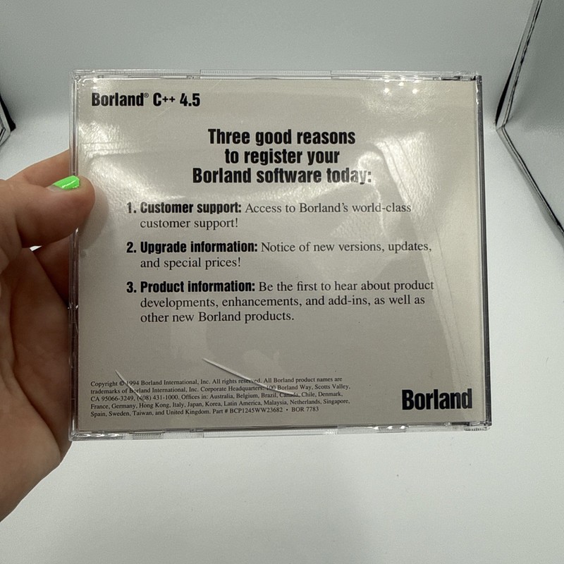 Vintage 1994 Borland C++ Version 4.5 for DOS Windows Win32 CD-ROM gallery