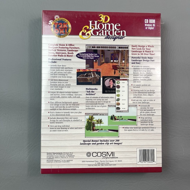 Swift Cosmi 3D Home Garden Designer CD ROM Windows 95 Vintage Software gallery
