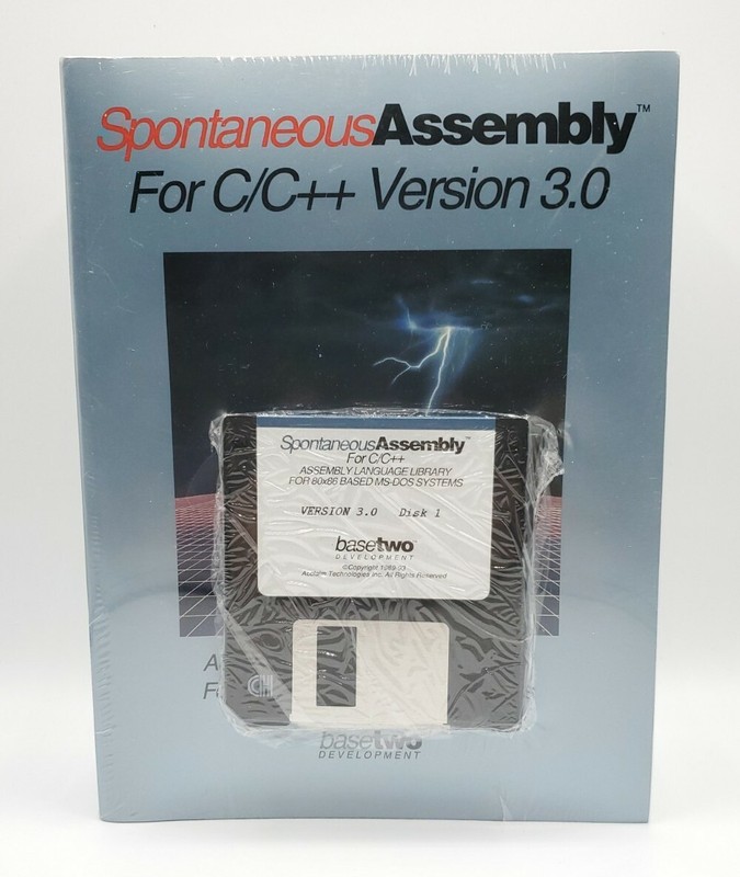 Spontaneous Assembly For C C++ Version 3.0 Manuals Disks MS DOS Vintage Sealed
