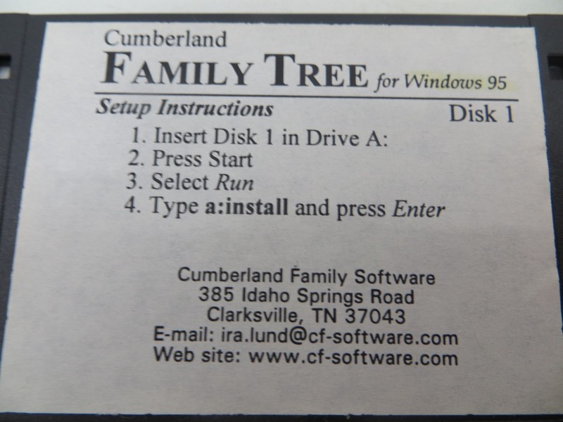 Cumberland FAMILY TREE for Windows 95 3.5" Floppy Disks computer program gallery