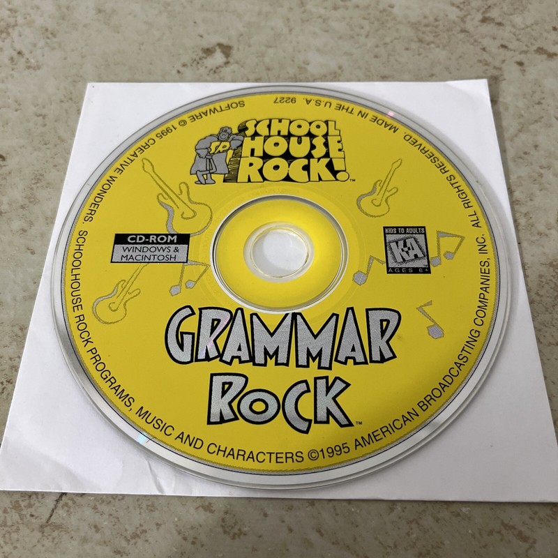 School House Rock Grammar Rock PC CD Creative Wonders 1995 Windows Mac