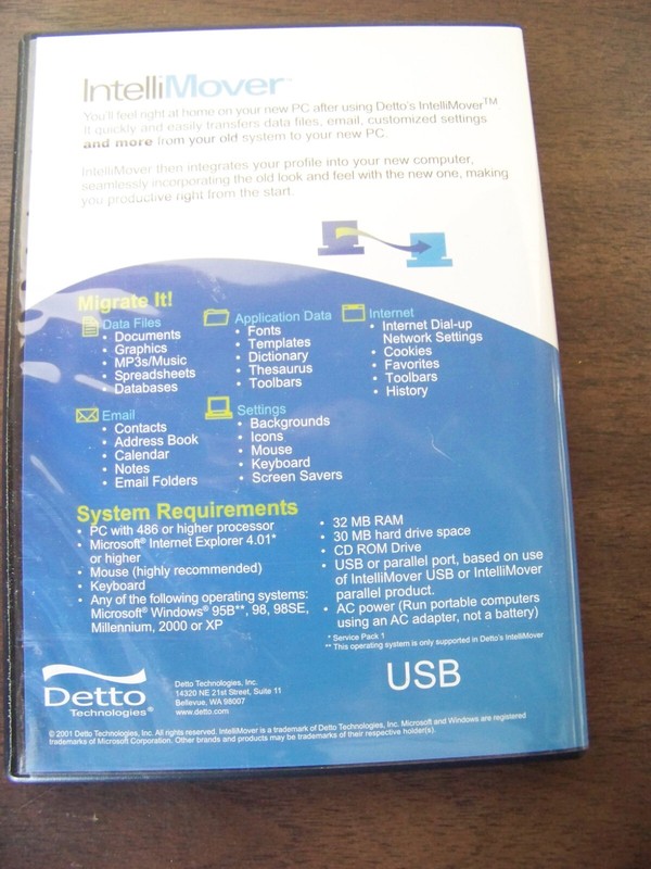 Intellimover v3.0 USB from Detto Technologies - Software, Cable, and Guide gallery