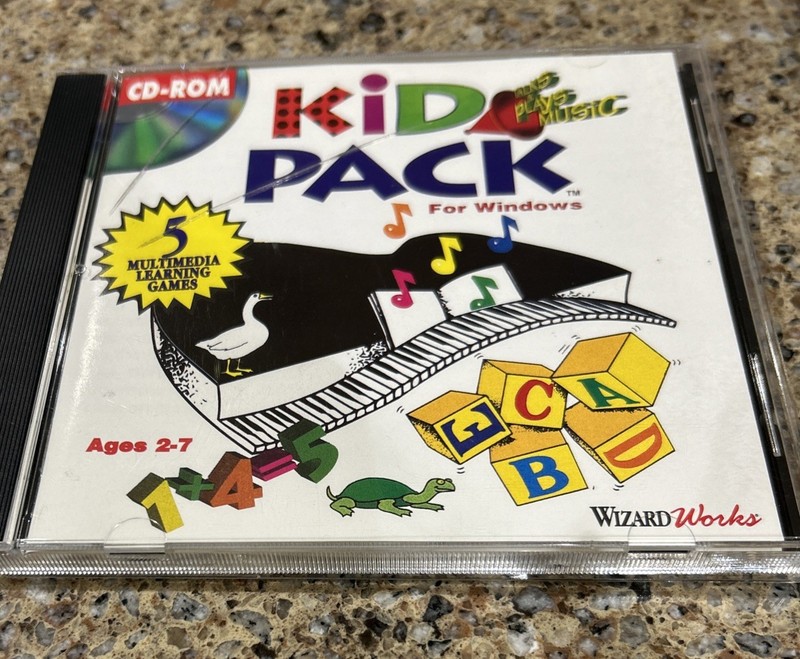 1996 Wizard Works Kid Pack Windows Educational Game PC CD-ROM Ages 2-7