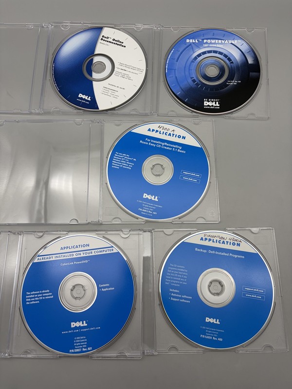 Vintage Dell Software CD Lot 5 PowerDVD Roxio PowerVault 1999-2003 Restore gallery