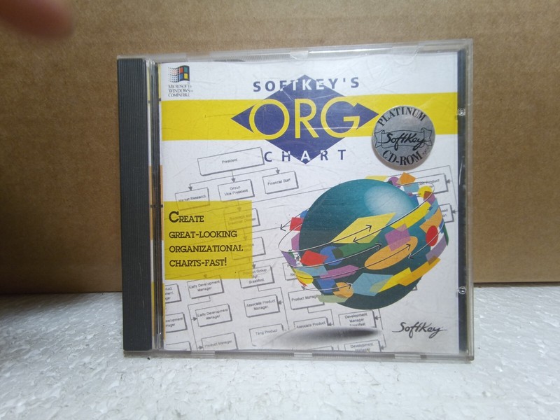 SoftKey Org Chart CD-ROM Windows 3.1 DOS 386SX Org Chart Maker Platinum CIB
