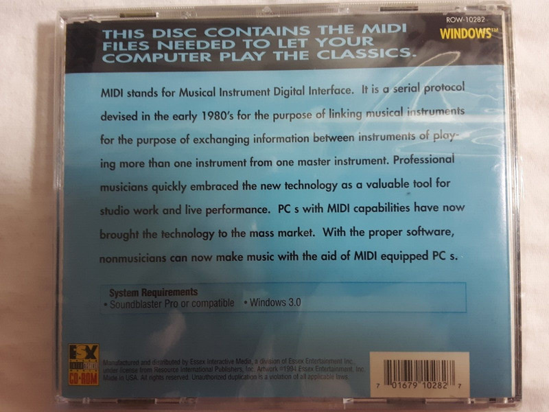 Midi Classics 64 popular retro 1994 CD-Rom Windows nonmusicians can make music gallery