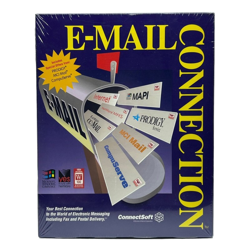 Vintage Big Box Microsoft Software ConnectSoft Email Connection 1995 New Floppy