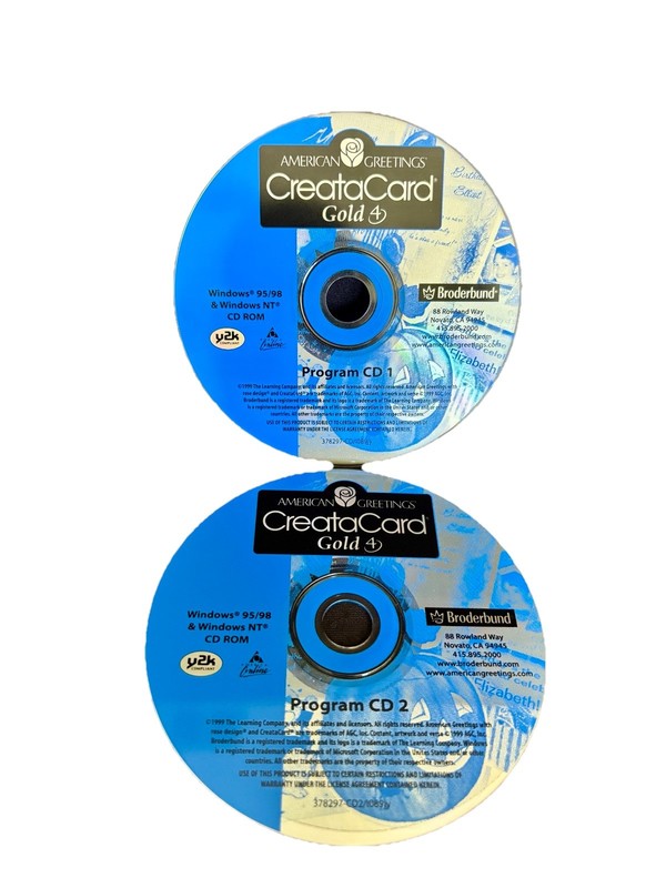 American Greetings CreataCard Gold 4 VTG CD-ROM Program 1 2 Windows 95 98 NT CD