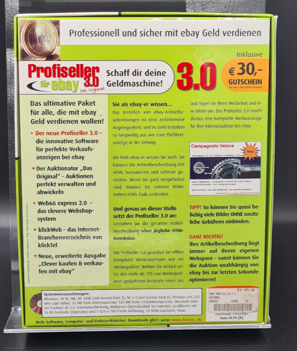 Professional Seller 3.0 eBay IBM CD-Rom PC Software Big Box Franzis Verlag gallery