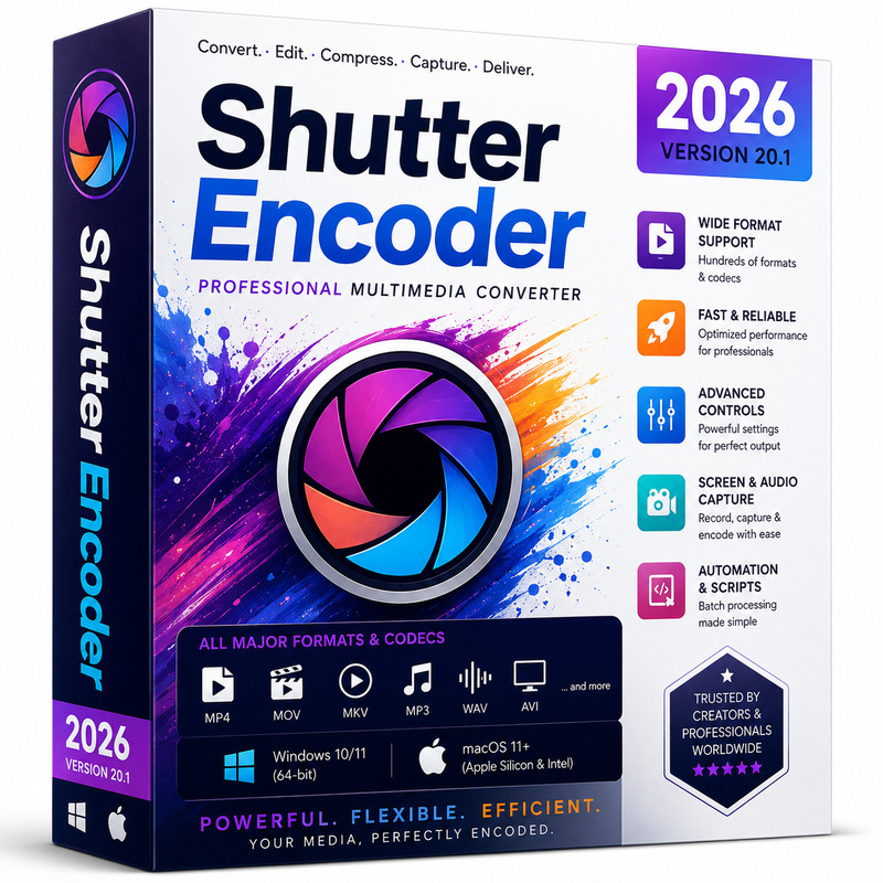 Shutter Encoder 2026 Convert Download YouTube Movies Videos Music ~ Windows MAC