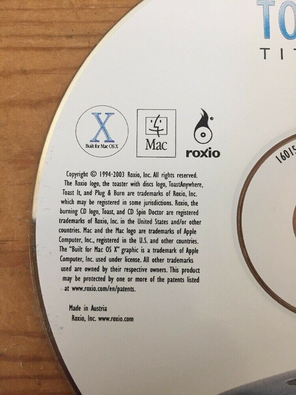 2003 Toast 6 Titanium CD DVD Burning Software Macintosh Mac OS X Installation CD gallery