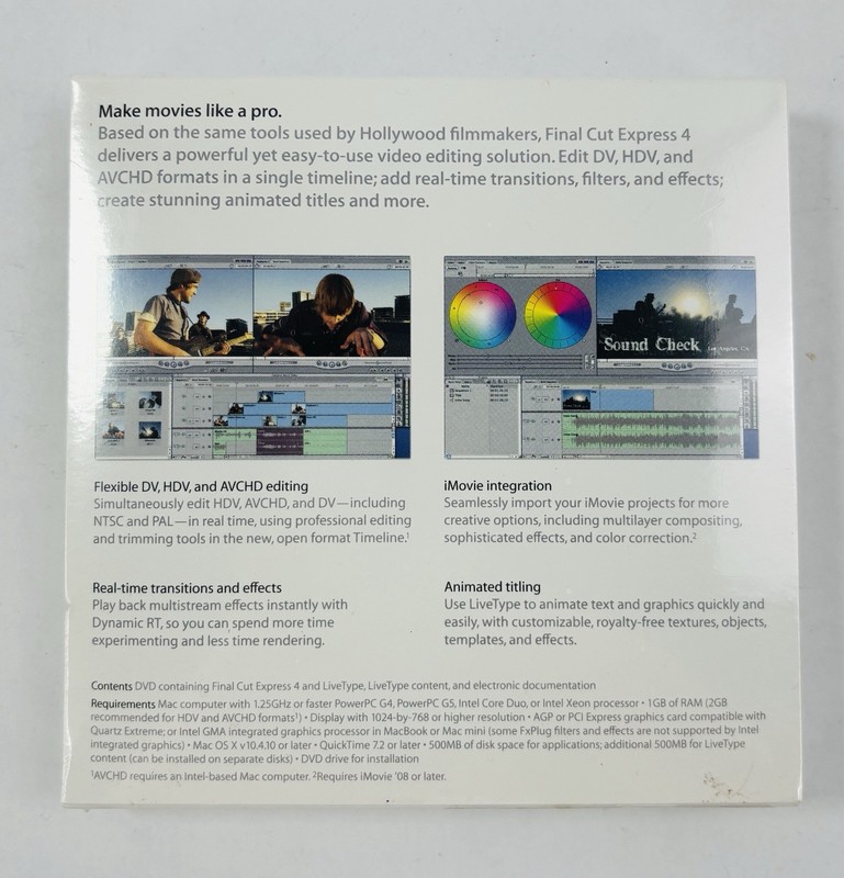 NEW SEALED Apple Final Cut Express 4 Upgrade - Video Editing Software Mac gallery