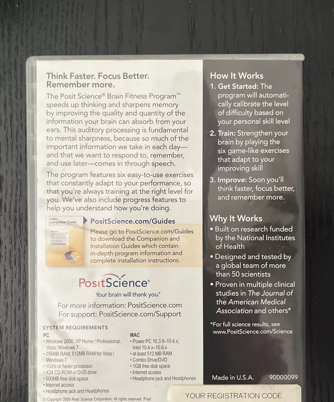 Posit Science: Brain Fitness Program For WIN or Mac 2 Disc Set w/ Registration gallery
