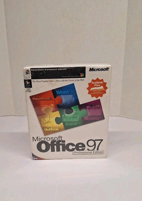 Microsoft Office 97 Professional Edition Full Version CD Sealed C4