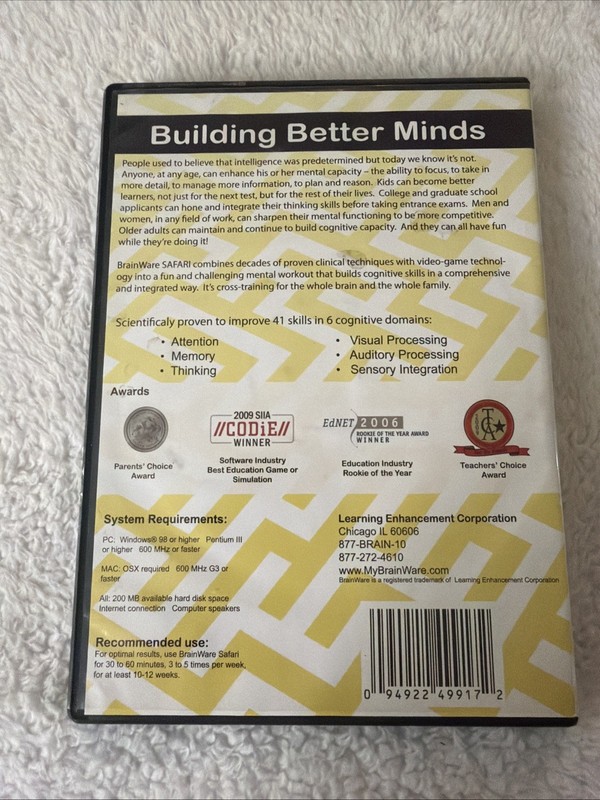 Brainware Safari Building Better Minds PC CD ROM B352 CIB MAC Travel Guide Card gallery