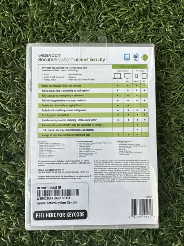 Webroot Secure Anywhere Internet Security 3 Devices for PC/MAC/Mobile NEW SEALED gallery