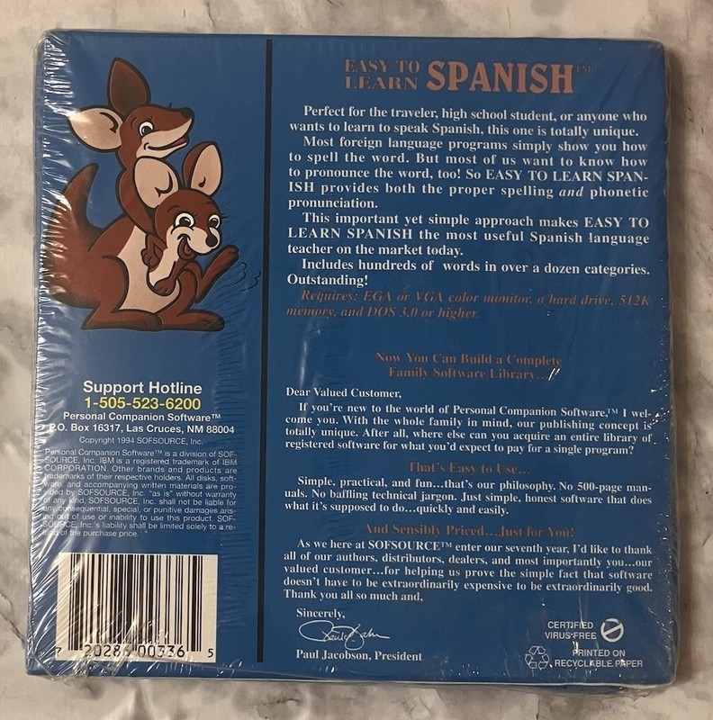Easy To Learn Spanish DOS 3.5 Floppy Disk Sealed PC Language Software gallery