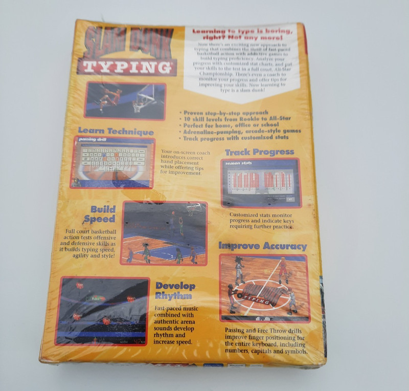 Slam Dunk Typing PC CD-ROM The Learning Company 1997 Sealed New Box Warped Box gallery