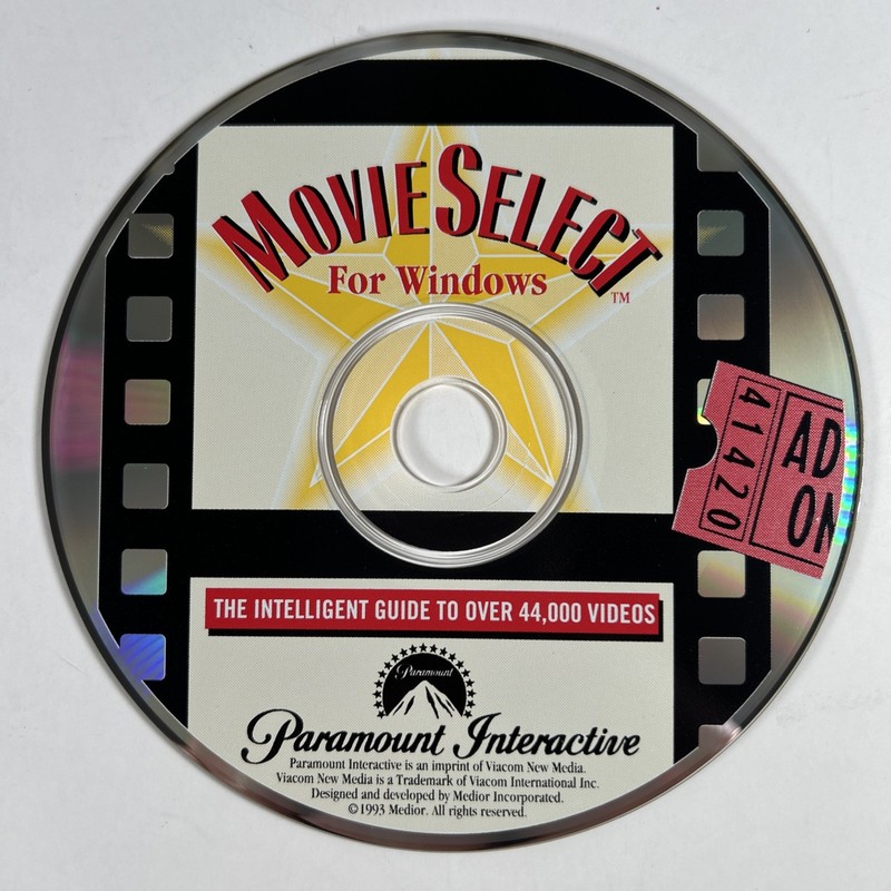 Movie Select For Windows CD-ROM 1993 Movie Guide to 44,000 Titles