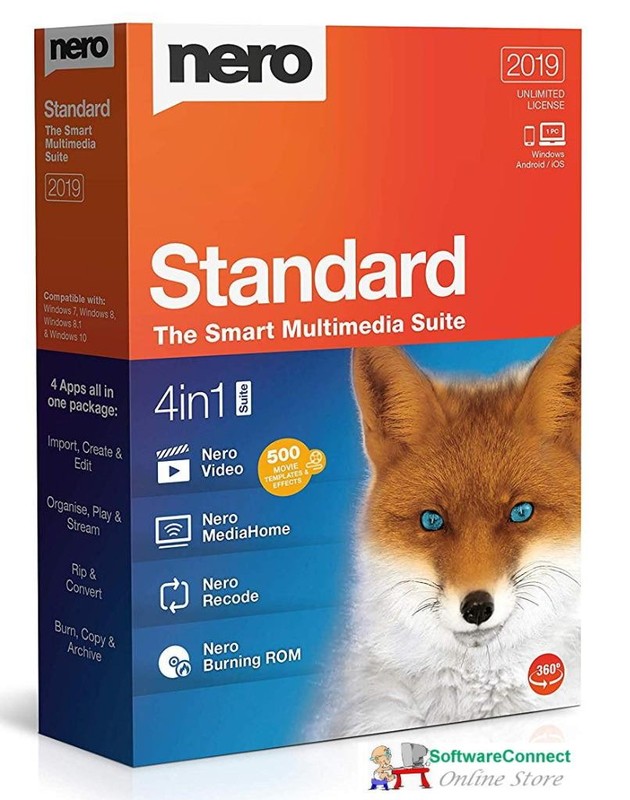 Nero 2019 Standard Multimedia Suite for Windows 11, 10 – 4 Programs in one!