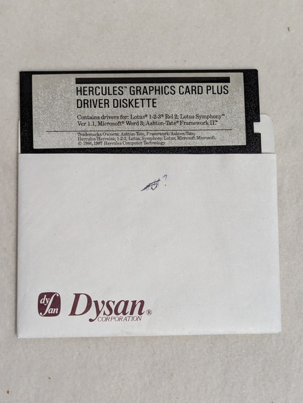 Hercules Graphics Card Plus Driver – 1987 5.25″ Floppy – Lotus Word Framework II