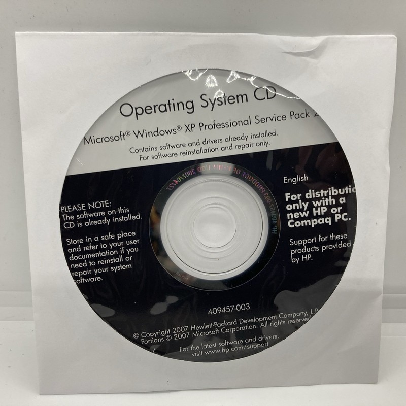 HP Compaq Windows XP Professional SP2 Service Pack 2, Operating System CD