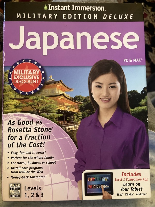 Instant Immersion Japanese Levels 1, 2 & 3 - For PC & MAC - New, Sealed Military
