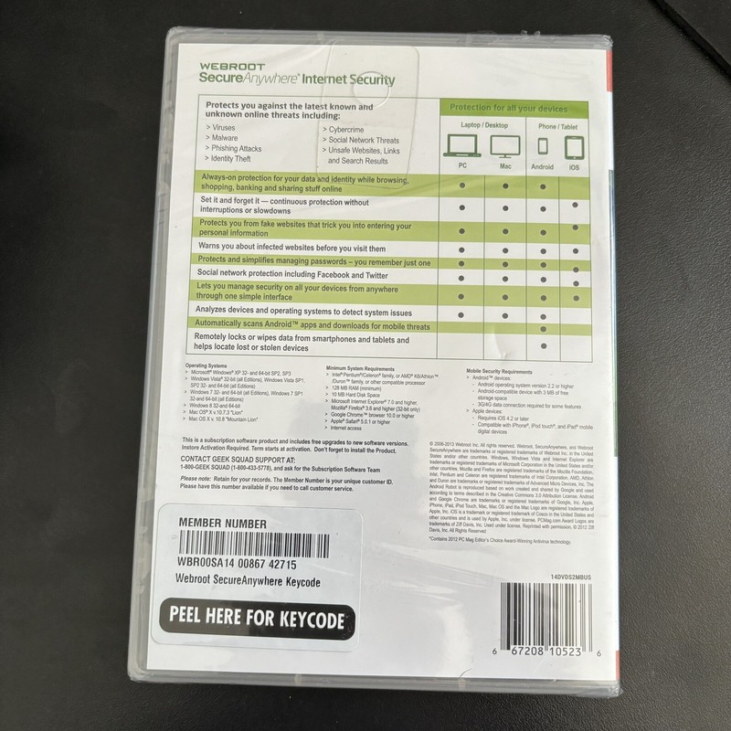 Webroot Secure Anywhere PC/Mac/Mobile Android & iOS-3 Devices Internet Security gallery