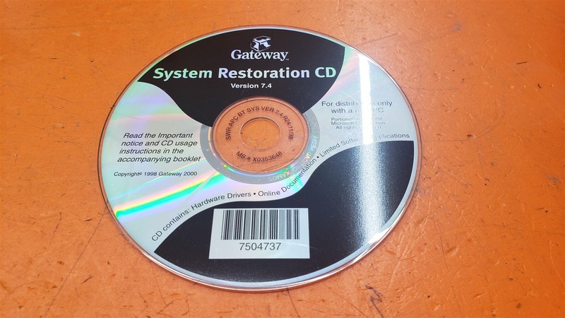 ⭐️⭐️⭐️⭐️⭐️ Gateway 2000 System Restoration CD Version 7.4