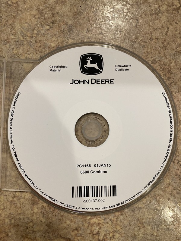 John Deere 6600 Combine Parts Manual PC1166 on CD 01JAN15