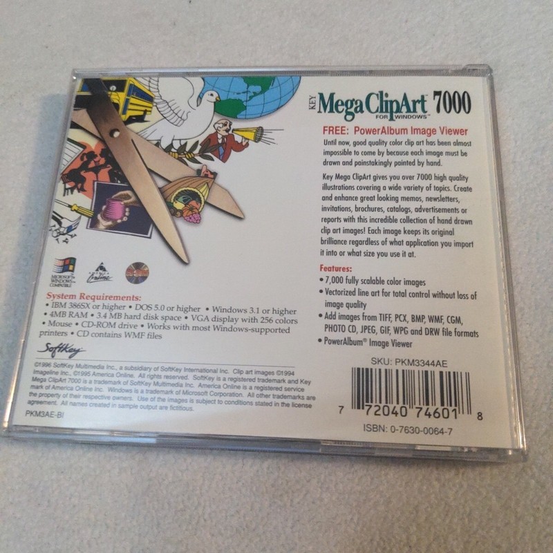 SoftKey mega clipart 7000 CD-ROM for Windows 95 & Windows 3.1 gallery