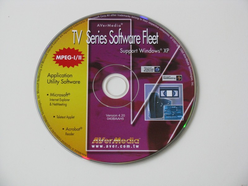 AVerMedia TV Series Software Fleet Ver 4.20 040BAAH5 App Utility Software Disk