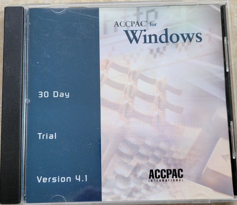 Vintage – ACCPAC for Windows, 30 Day Trial Version 4.1 Released in 2000