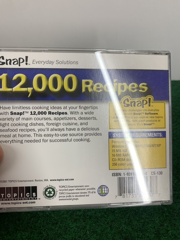 Snap Everyday Solutions 12,000 Recipes Computer Disc-(2001) gallery
