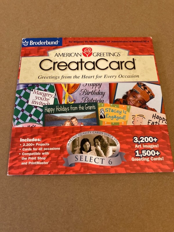 American Greetings CreataCard by Broderbund (CD-ROM, 2002) Win 95/98/2000 RARE