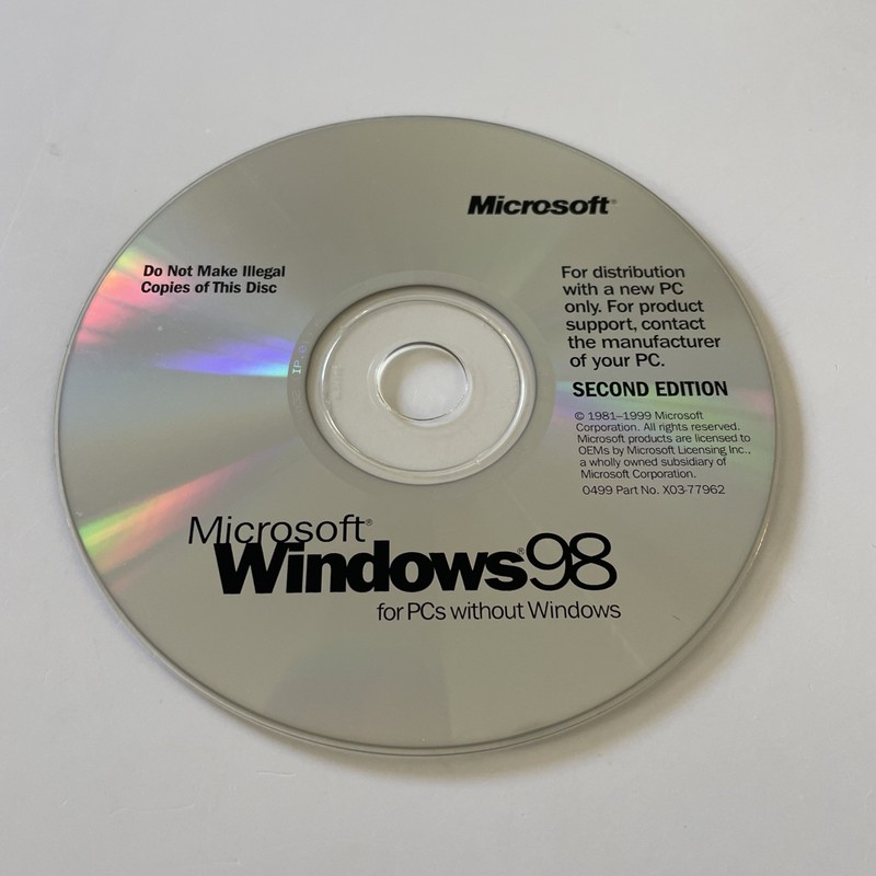Microsoft Windows 98 Second Edition Install Disc. Disc Only No Key