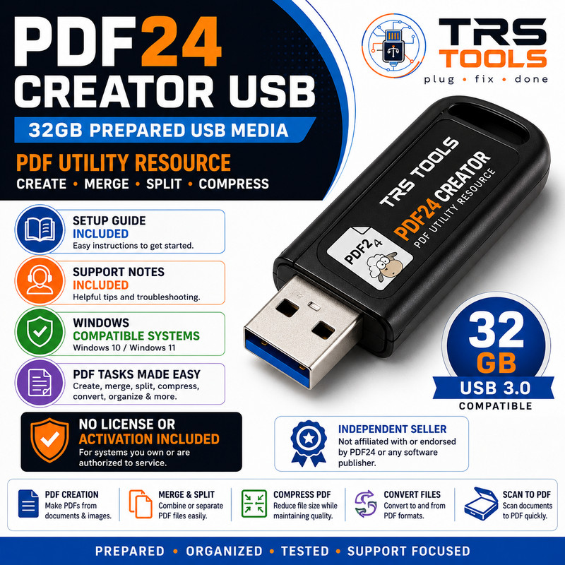 PDF24 Creator Prepared USB Media 32GB PDF Utility & Setup Guide TRS Tools