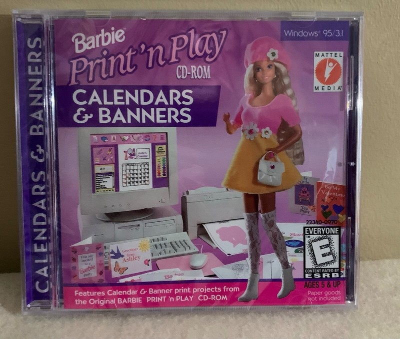 Barbie Print’n Play Cd-Rom Windows 95 (1996, Mattel Media) Brand New SEALED