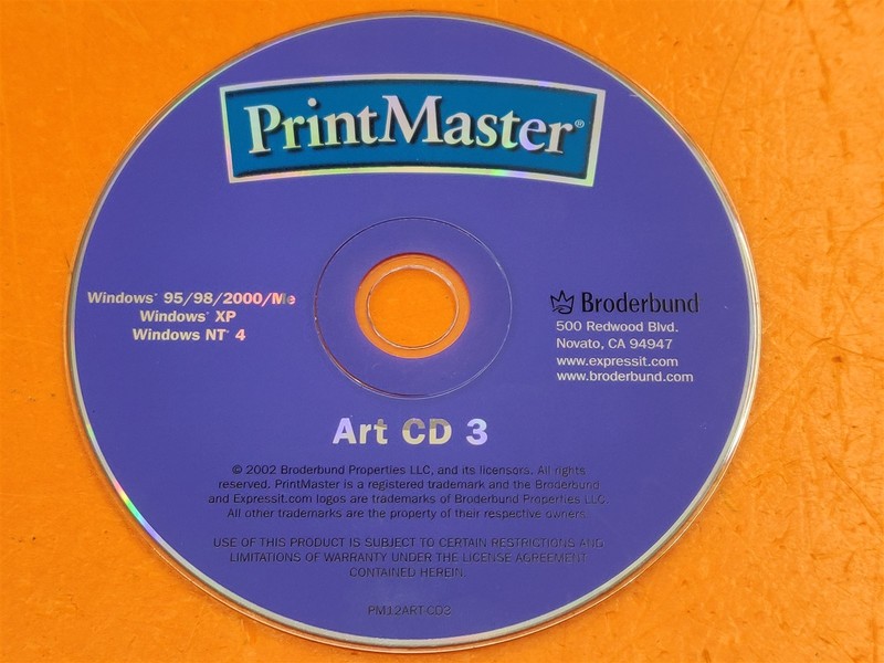 ⭐️⭐️⭐️⭐️⭐️ PC Software Print Master (2002) Art CD 3 Win 95/98/2000/Me/XP/NT 4