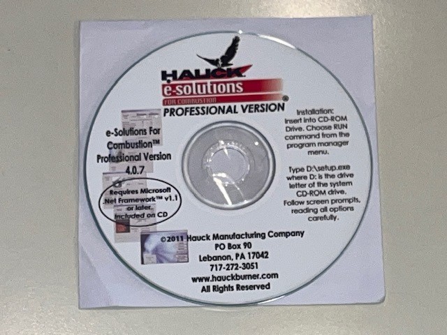 NEW HAUCK / HONEYWELL e-SOLUTIONS CD Disc. Professional Version Combustion Tool