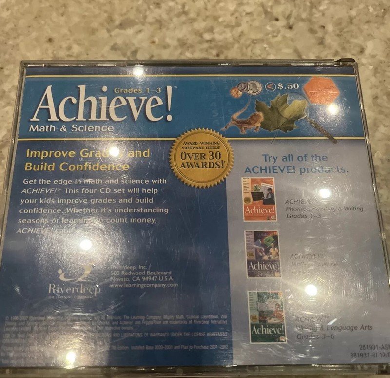 ACHIEVE MATH SCIENCE PC MAC CD AGE 5-8 GRADE 1-3 IMPROVE GRADES LEARNING COMPANY gallery