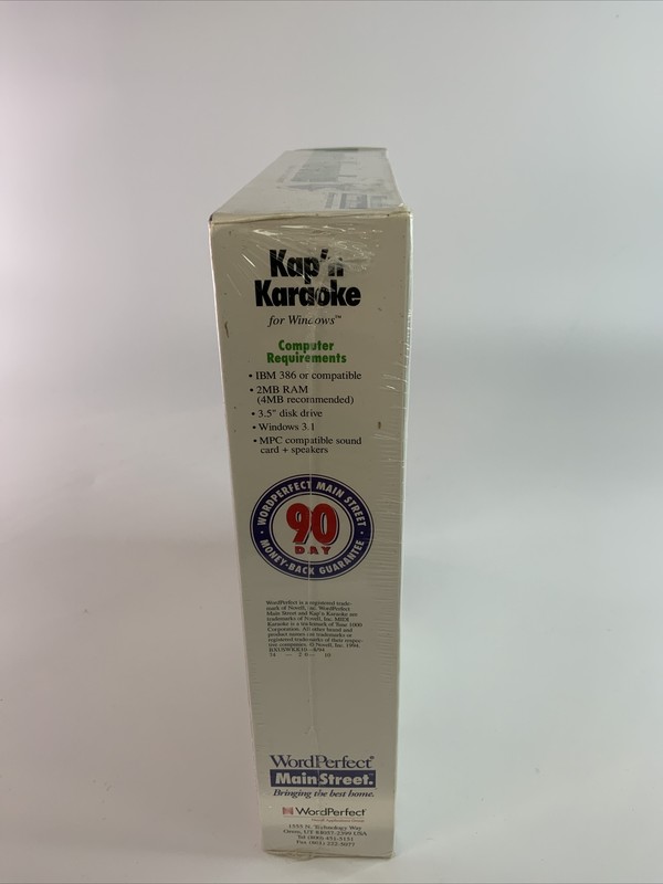 VTG 1994 WordPerfect Main Street Kap'n Karaoke Sing Along Entertainment New OS gallery