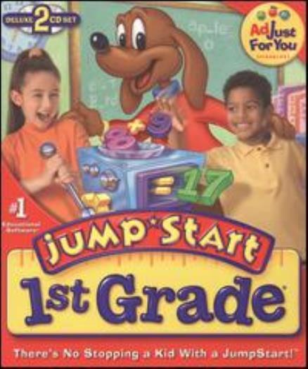 JumpStart 1st Grade 2.0 Deluxe 2-Disc PC CD learn money phonics reading math!